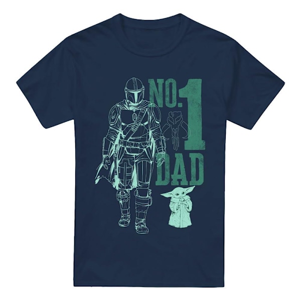 Star Wars: The Mandalorian Herr No.1 Pappa Mando T-Shirt L Marinblå Navy L