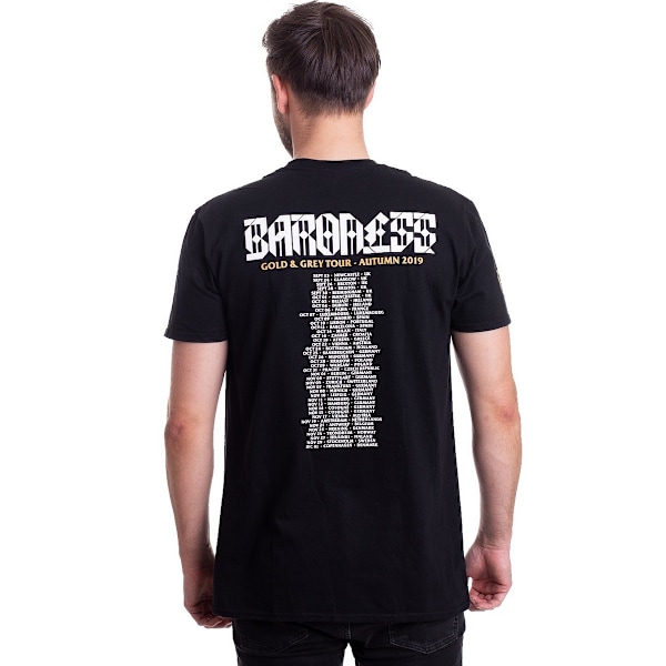 Baroness Unisex Vuxen Guld & Grå Baktryck Bomull T-shirt S B Black S