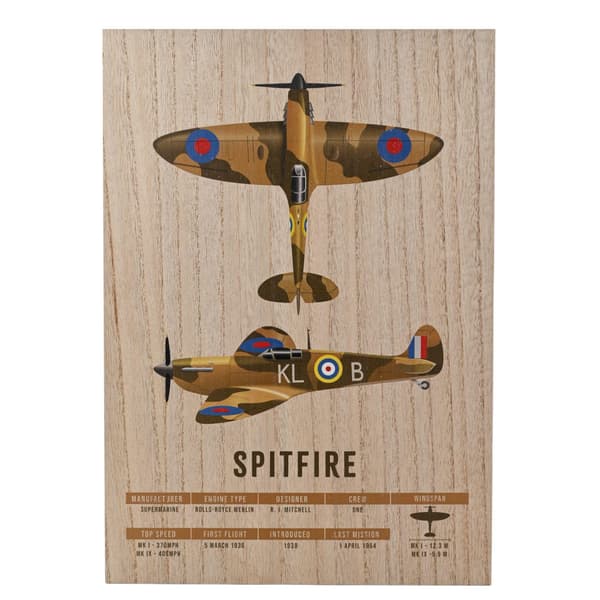 RAF Väggplatta i träimitation A3 - Spitfire One Size Brun Brown One Size