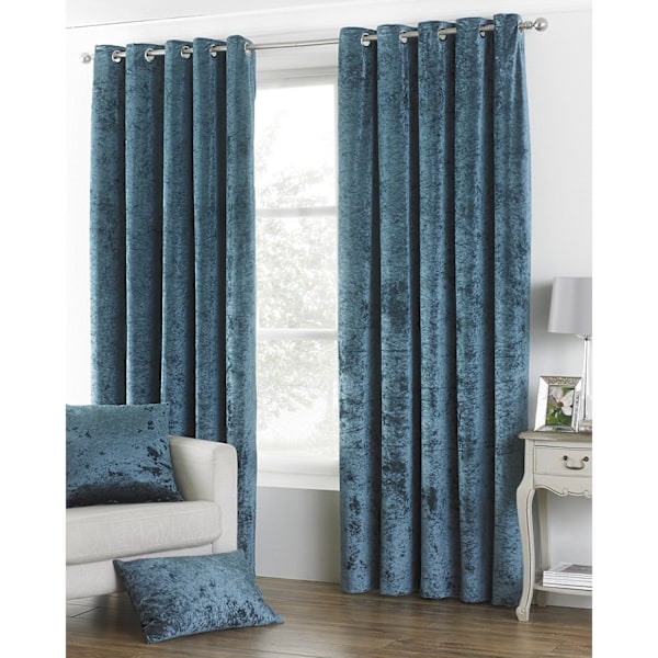 Riva Home Verona Velvet Style Öglettgardiner 90 x 90in (229 x Teal 90 x 90in (229 x 229cm)