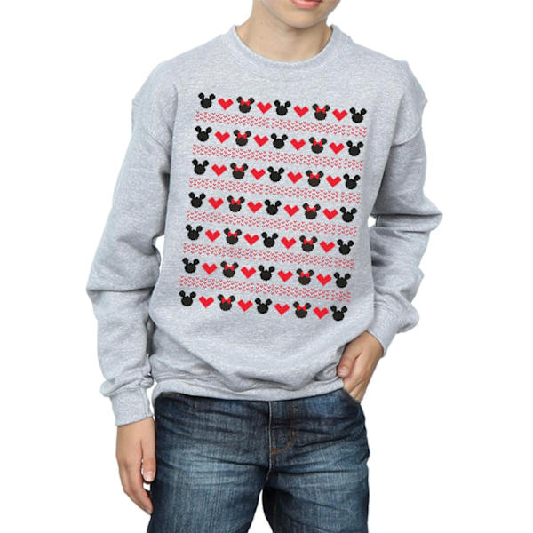 Disney Boys Mickey And Minnie Christmas Hearts Sweatshirt 7-8 år Sports Grey 7-8 Years