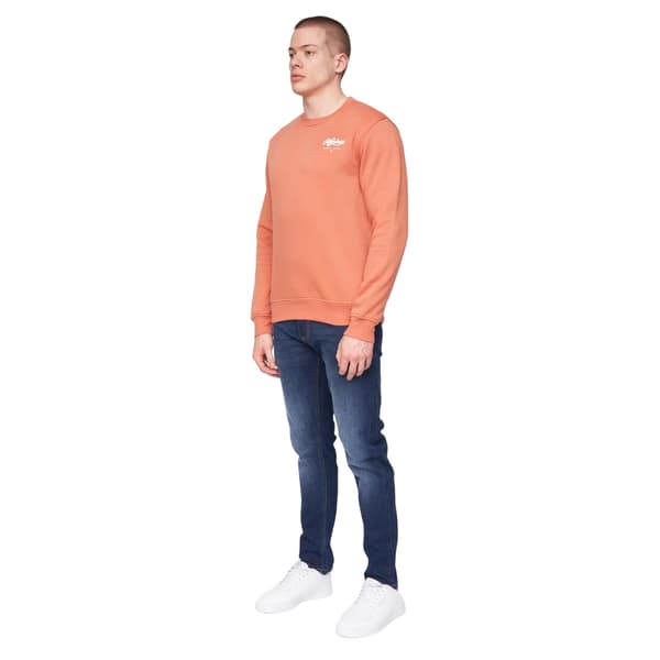 Henleys Herr Scripthen Crew Neck Sweatshirt M Tegelröd Brick Red M
