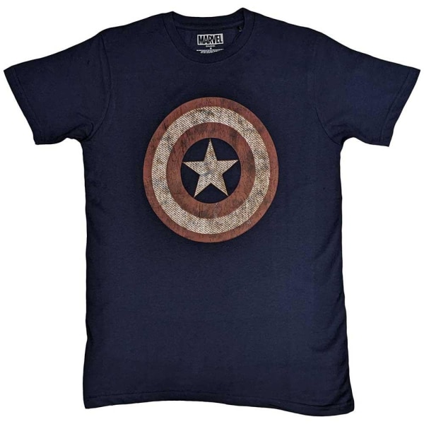 Captain America Unisex Vuxensköld Broderad T-shirt XL Marinblå Navy Blue XL