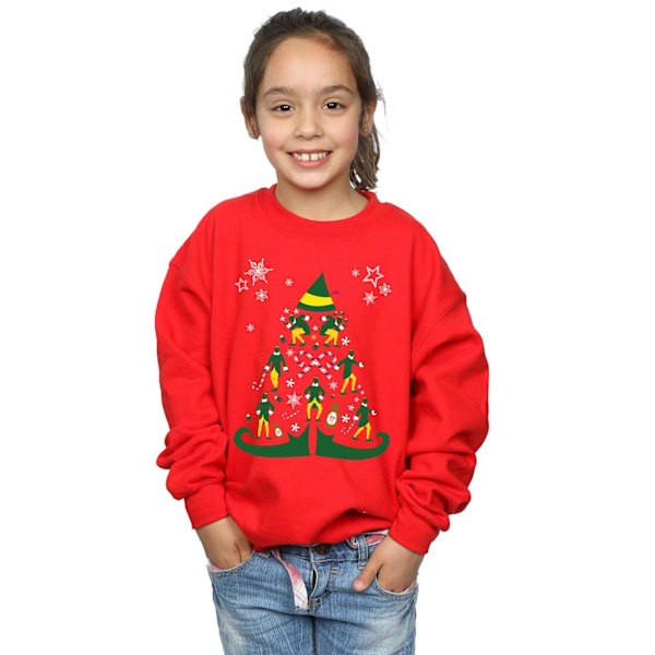 Elf Girls Julgran Sweatshirt 9-11 År Röd Red 9-11 Years