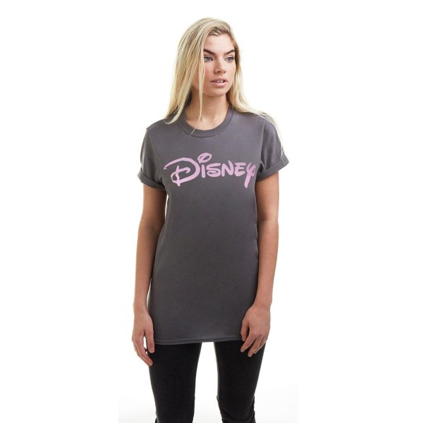 Disney T-shirt med logotyp för dam/dam S Charcoal Charcoal S