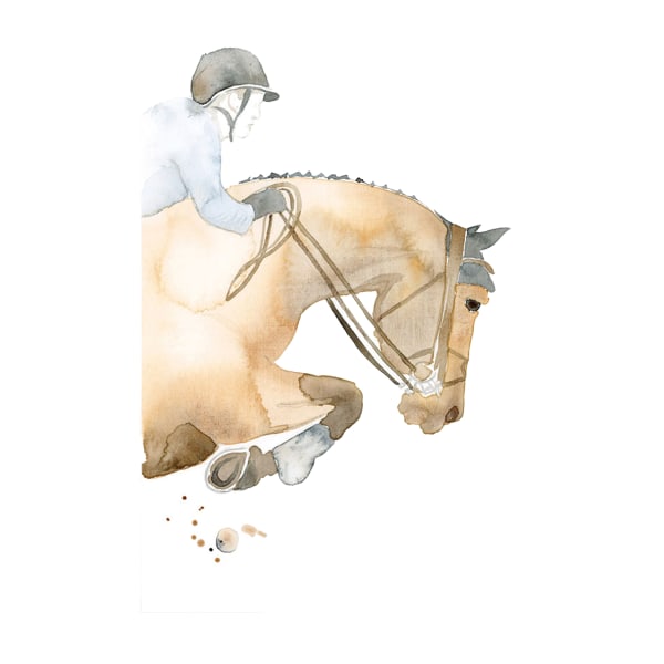 Deckled Edge Jumping Horse Notebook A6 Vit/Brun/Grå White/Brown/Grey A6