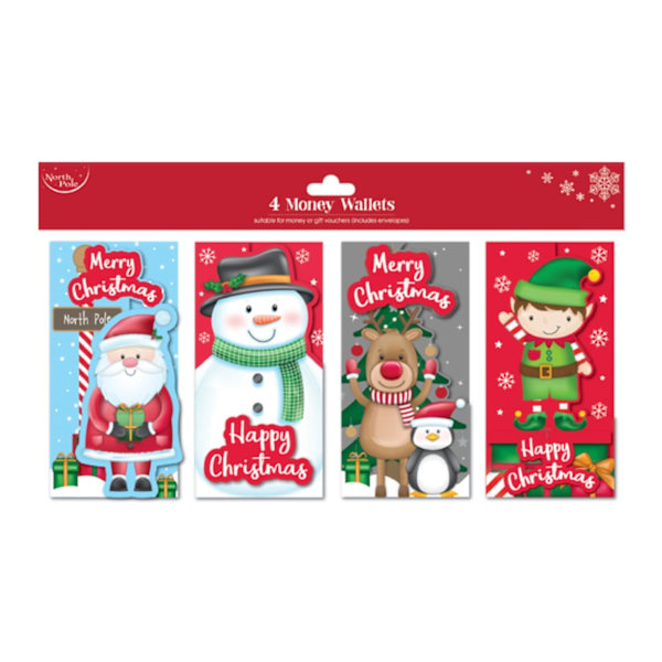 North Pole Jul Pengar Plånböcker (4-pack) En Storlek Röd Red One Size