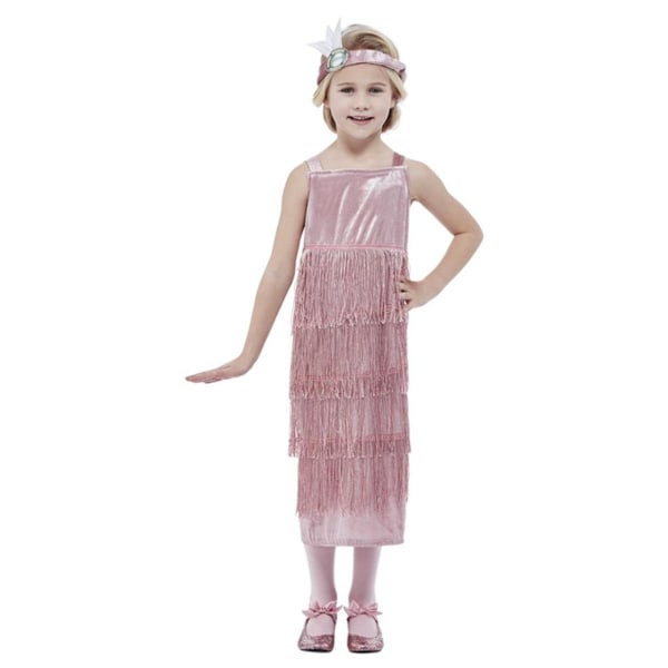 Smiffys 20-tals Flapperdräkt Set för Flickor 7-9 År Rosa Pink 7-9 Years