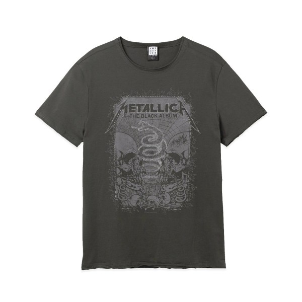 Amplified Mens The Black Album Metallica Diamante T-Shirt S Cha Charcoal S