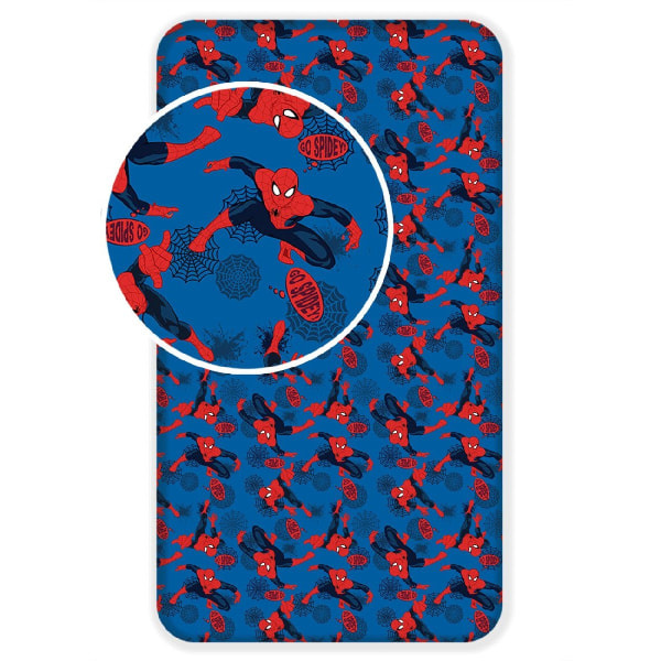 Spider-Man bomullslakan enkel blå/röd Blue/Red Single