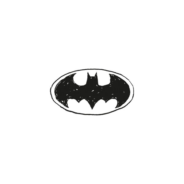 Batman Fun Sketch Logo Print 30cm x 30cm Vit/Svart White/Black 30cm x 30cm