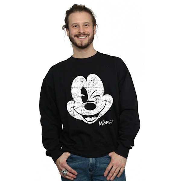 Disney Herr Mickey Mouse Ansikte Sweatshirt M Svart Black M