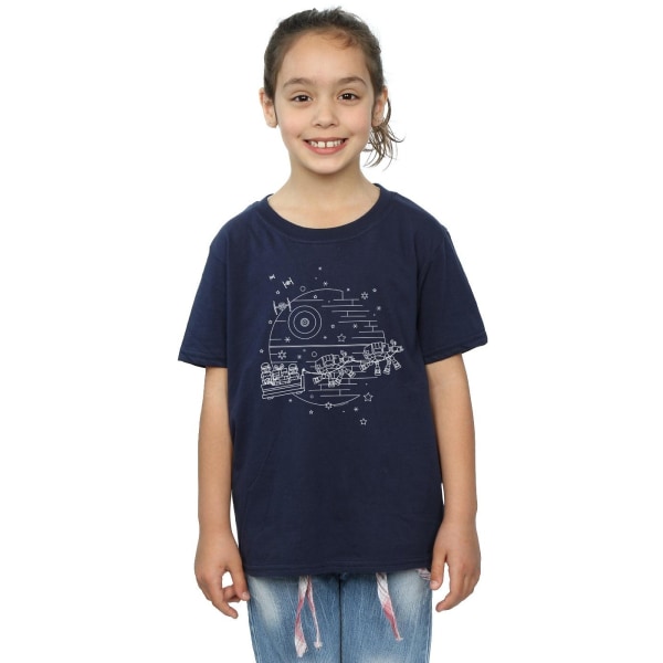 Star Wars Girls Death Star Sleigh Cotton T-shirt 7-8 Years Navy Navy Blue 7-8 Years