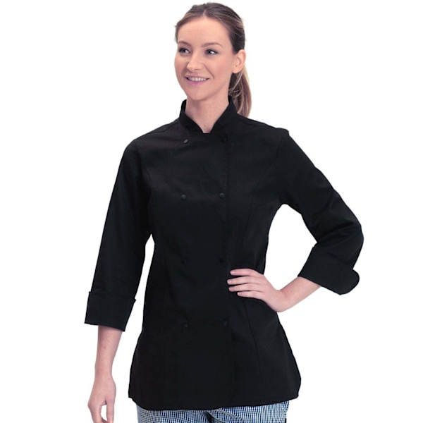 Dennys Dam/Kvinnors Långärmad Figursydd Kockjacka XL Svart Black XL