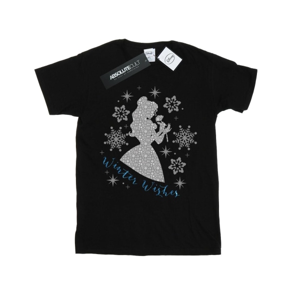 Disney Princess Girls Belle Winter Silhouette T-shirt bomull 7- Black 7-8 Years