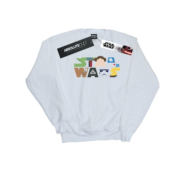 Star Wars Pojkar Karaktär Logo Sweatshirt 9-11 År Vit White 9-11 Years