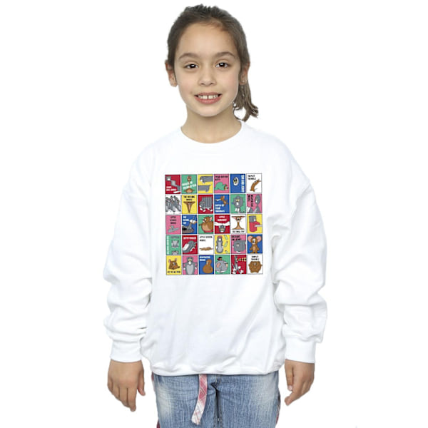 Tom And Jerry Girls Grid Squares Sweatshirt 5-6 år Vit White 5-6 Years