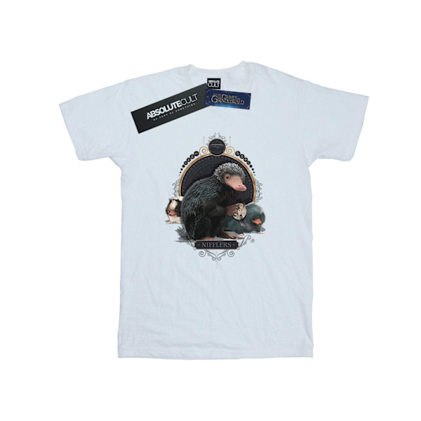 Fantastiska vidunder Kvinnors/Dam Baby Nifflers Bomull Boyfriend T White S