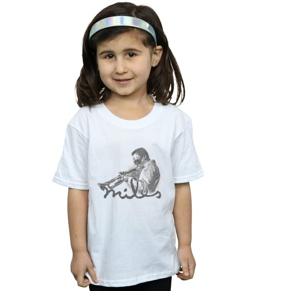 Miles Davis Girls Profile Skiss T-shirt bomull 12-13 år Whi White 12-13 Years
