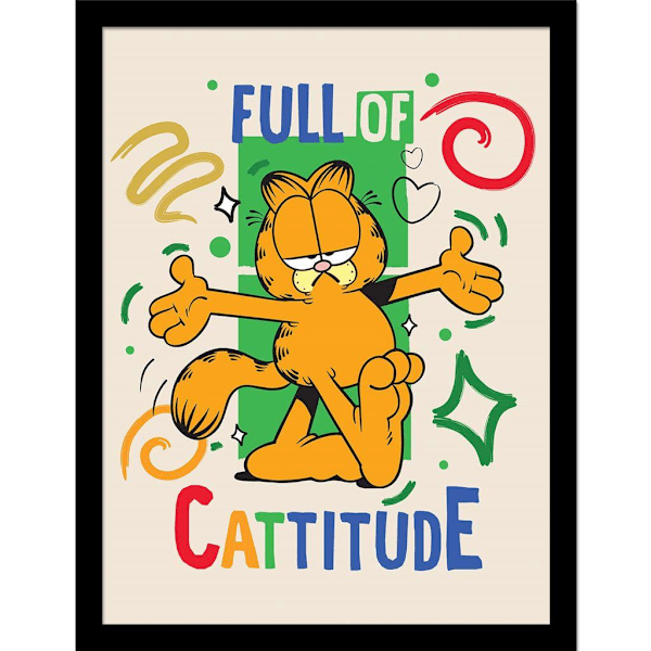 Garfield Full Of Cattitude Inramad Tryck 40cm x 30cm Flerfärgad Multicoloured 40cm x 30cm