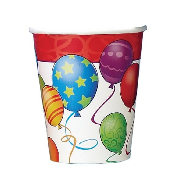 Unika party 9oz koppar - födelsedag ballonger en storlek flerfärgade Multicoloured One Size