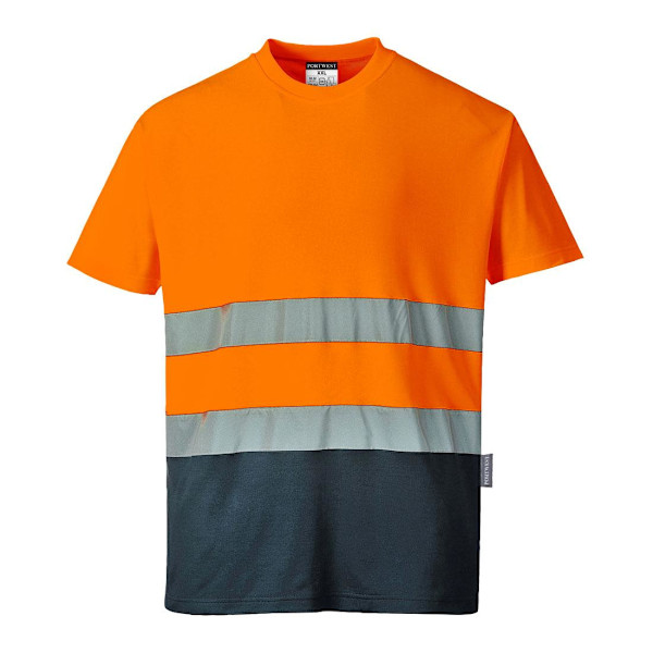 Portwest Herr Kontrast Hi-Vis Comfort Säkerhet T-shirt 4XL Orange Orange/Navy 4XL