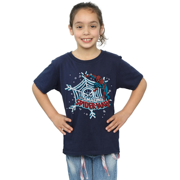 Marvel Girls Spider-Man Jul Bomull T-shirt 5-6 år Marinblå Navy Blue 5-6 Years