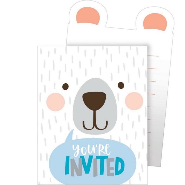 Kreativa födelsedagsinbjudningar för björn till fest (paket med 8) En one size W White/Blue One Size
