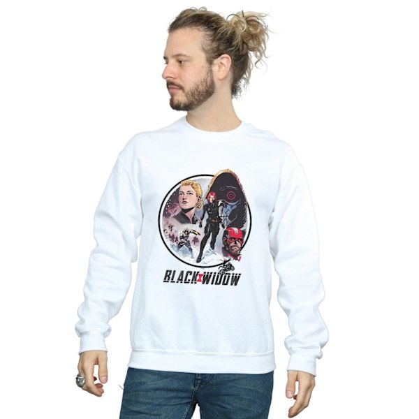 Marvel Mens Black Widow Movie Vintage Circle Sweatshirt S Vit White S