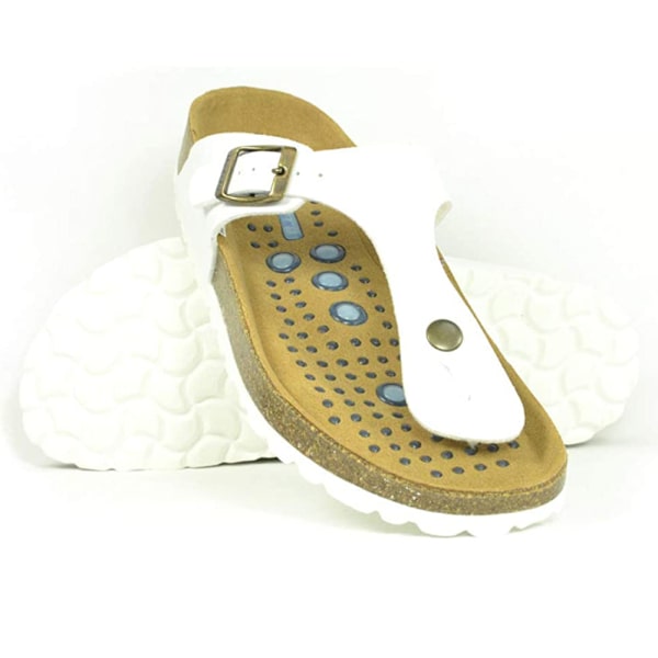Sanosan Dam/Dam Siete Lunas Geneve Lädersandaler 4 UK W White/Brown 4 UK