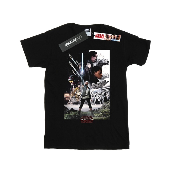 Star Wars Girls The Last Jedi Character Poster Bomulls T-shirt 9 Black 9-11 Years