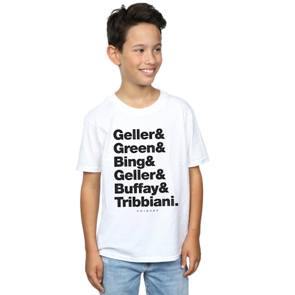 Friends Boys Surnames Text T-Shirt 9-11 År Vit White 9-11 Years