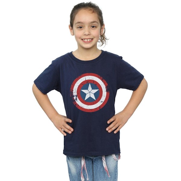 Marvel Girls Captain America Civil War Distressed Shield Bomull Navy Blue 5-6 Years