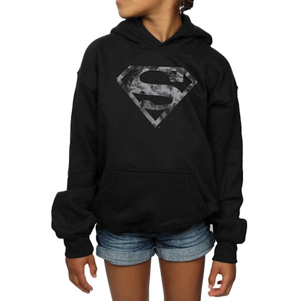 DC Comics Girls Superman Marble Logo Hoodie 12-13 år Svart Black 12-13 Years