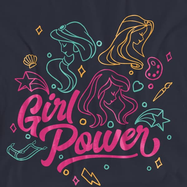 Disney Princess Dam Jasmine Rapunzel Ariel Line Art T-shirt Deep Navy S