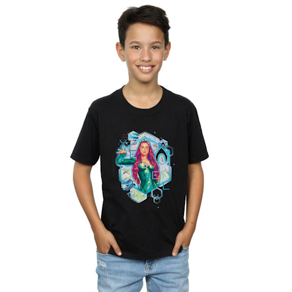 DC Comics Boys Aquaman Mera Geometric T-Shirt 7-8 år Svart Black 7-8 Years