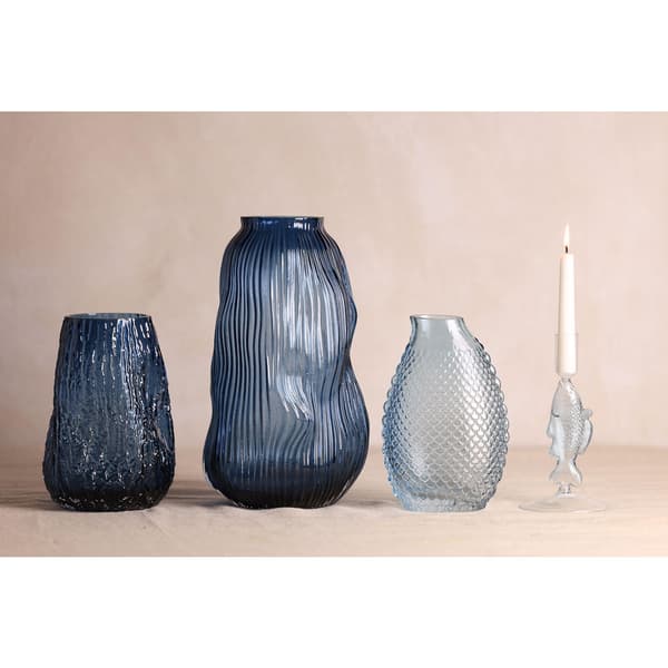 Hestia Blå Texturerad Glasvas En Storlek Blå Blue One Size