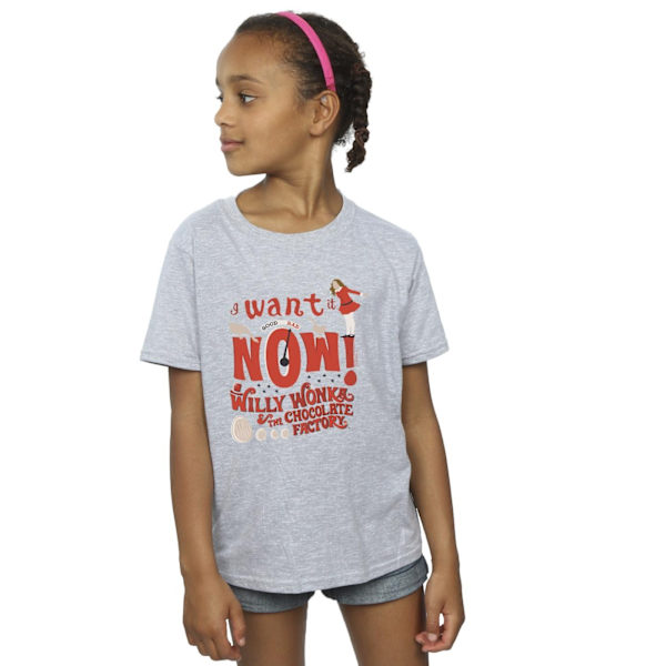 Willy Wonka Girls Verruca Salt I Want It Now Bomull T-shirt 12- Sports Grey 12-13 Years