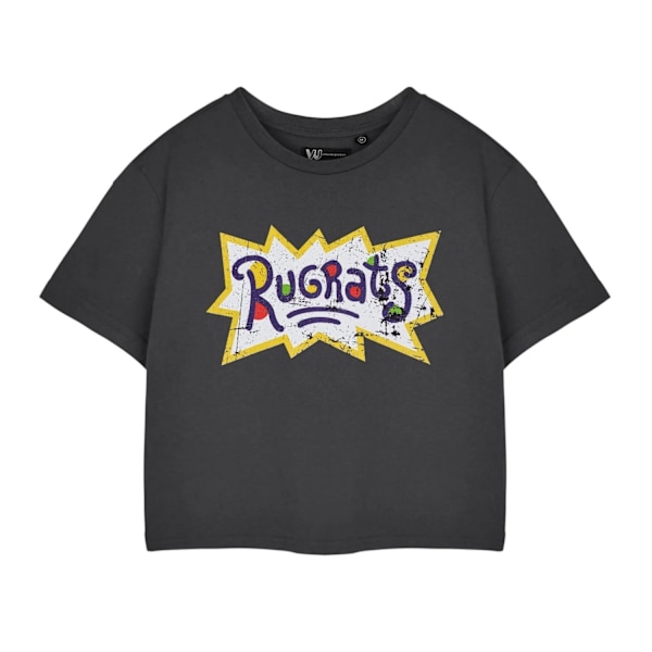Rugrats Kvinnors/Damers Retro Loga Kortärmad Crop Top M Kol Charcoal M