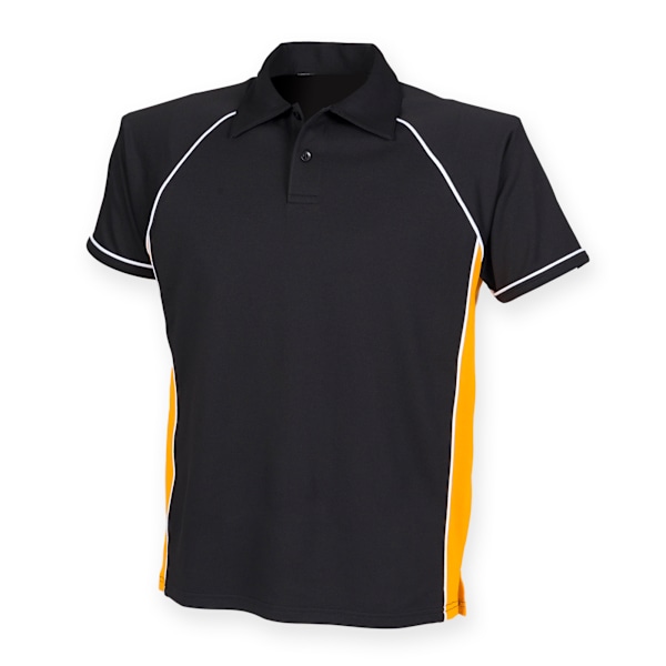 Finden & Hales Herr Piped Performance Sports Polo Shirt S Svart Black/Amber/White S