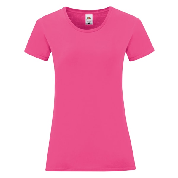 Fruit Of The Loom Dam/Damer Iconic T-Shirt S Fuchsia Rosa Fuchsia Pink S