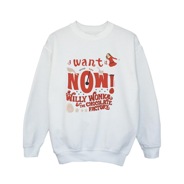 Willy Wonka Girls Verruca Salt I Want It Now Sweatshirt 9-11 År White 9-11 Years