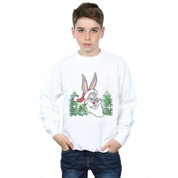 Looney Tunes Pojkar Bugs Bunny Jul Fair Isle Sweatshirt 7-8 White 7-8 Years