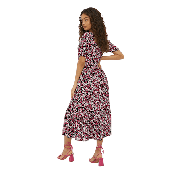 Dorothy Perkins Dam/Damer Ditsy Print Tiered Petite Midi Dr Pink 6 UK