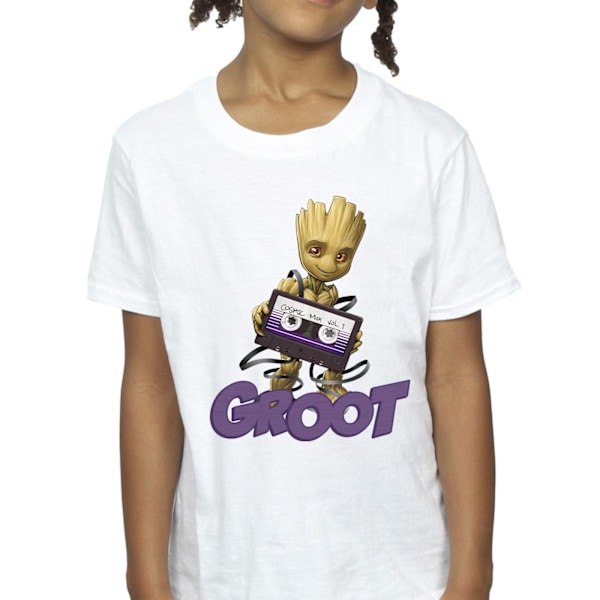 Guardians Of The Galaxy Girls Groot Kassett Bomull T-shirt 7-8 White 7-8 Years