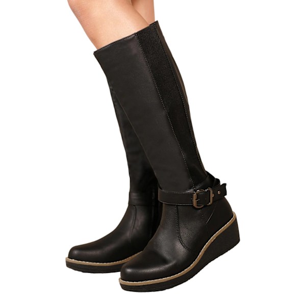 Where's That From Dam/Damer Ayleen Wedge Knähöga Stövlar 3 Black 3 UK