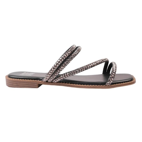 Where's That From Damdrömda platta sandaler med remmar och strass för kvinnor Black 5 UK