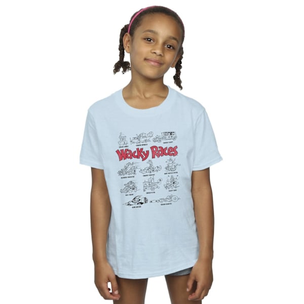 Wacky Races Girls Car Lineup Bomull T-shirt 12-13 år Baby Blå Baby Blue 12-13 Years