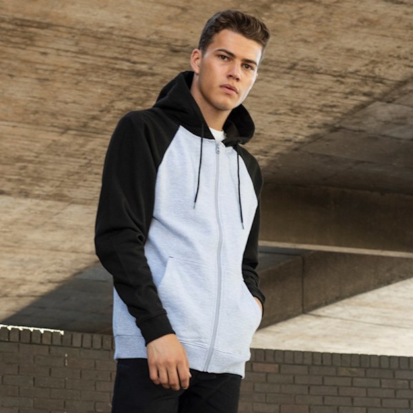AWDis Just Hoods Herr Baseboll Zoodie XL Heather Grey/Jet Black Heather Grey/Jet Black XL