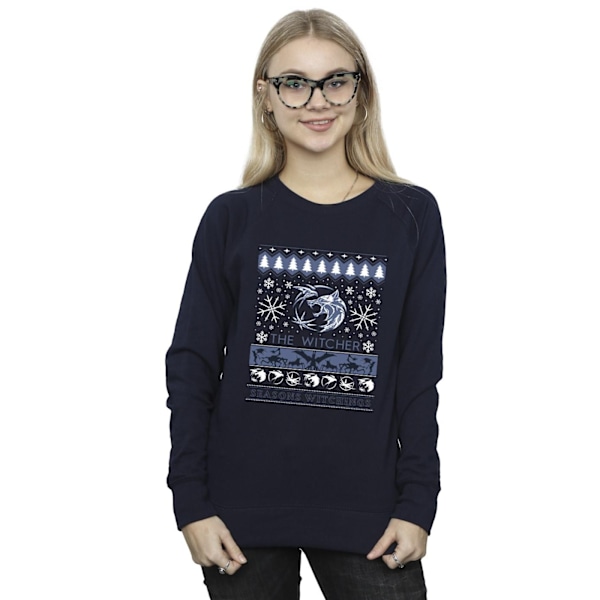 Netflix Dam/Damer The Witcher Seasons Witchings Sweatshirt Navy Blue 4XL